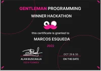 Certification for winning and participate in a Gentleman’s Programming Hackathon